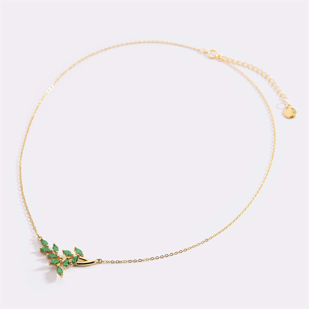 Birthstone Leaf Pendant Necklace