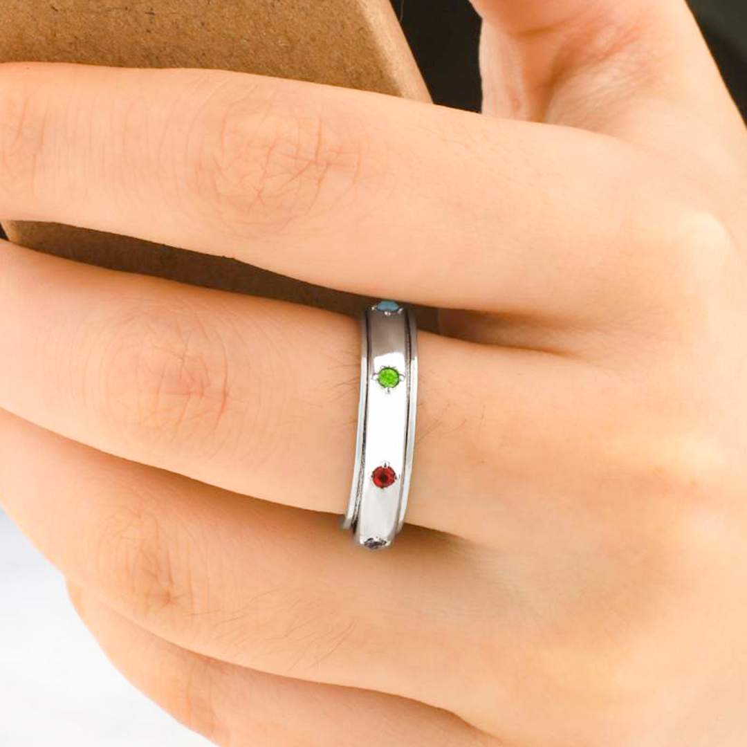 Gemstone Station Fidget Ring