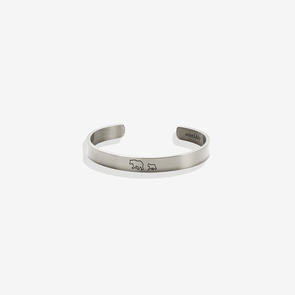Mama Bear & Her Baby Bears Engraved Cuff Bracelet