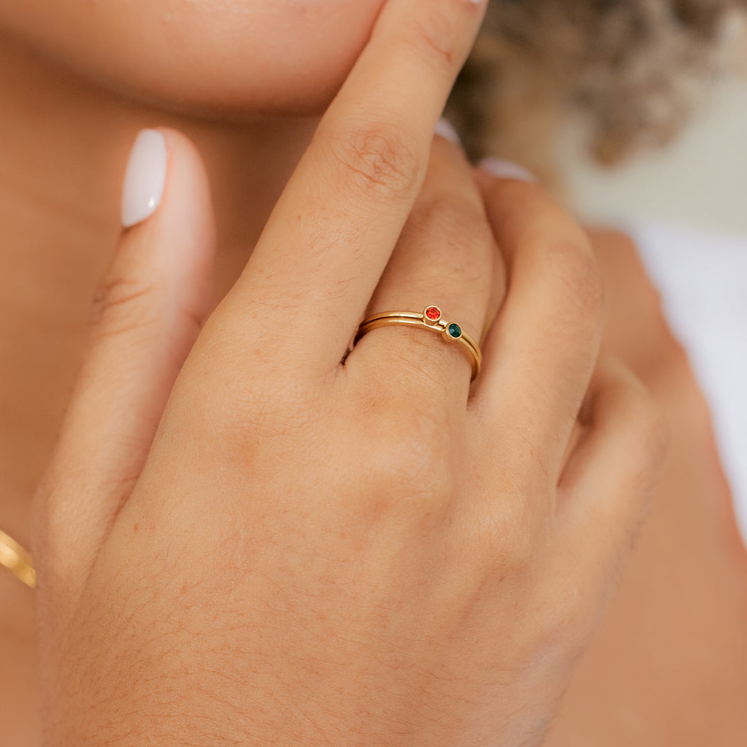 Minimalist Bezel-Set November Birthstone Stacking Band