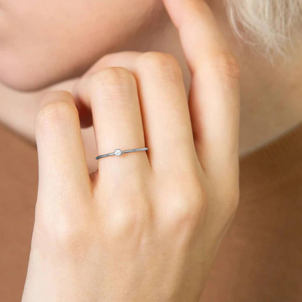 Minimalist Bezel-Set Birthstone Stacking Band