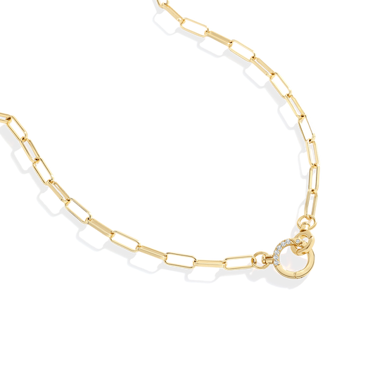 Pave Mint Paperclip Necklace