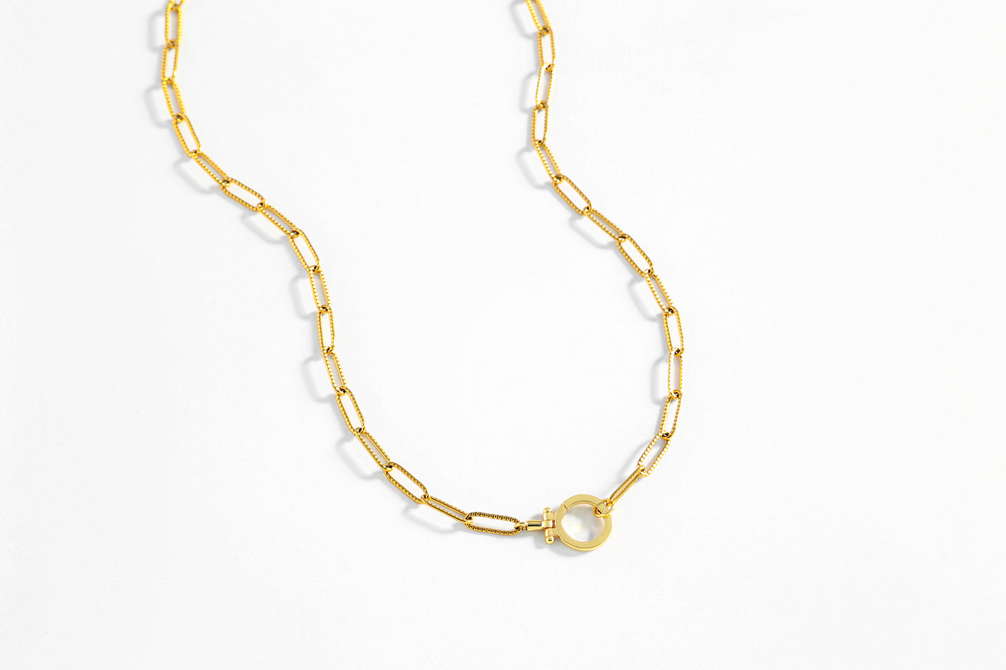 Mint Paperclip Textured Necklace