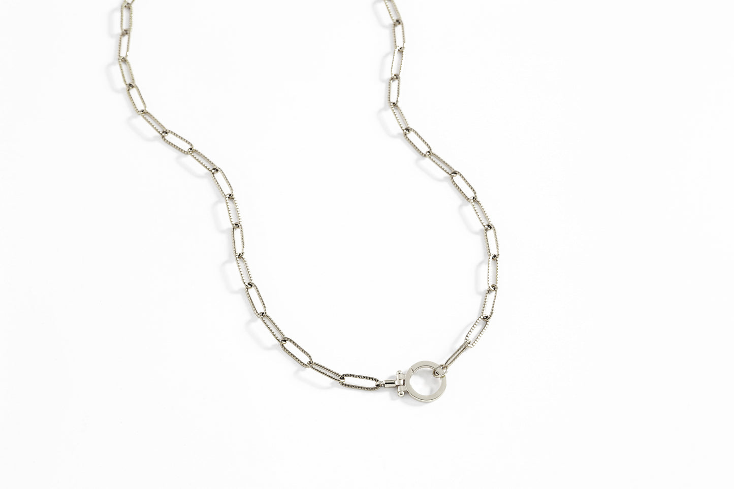 Mint Paperclip Textured Necklace