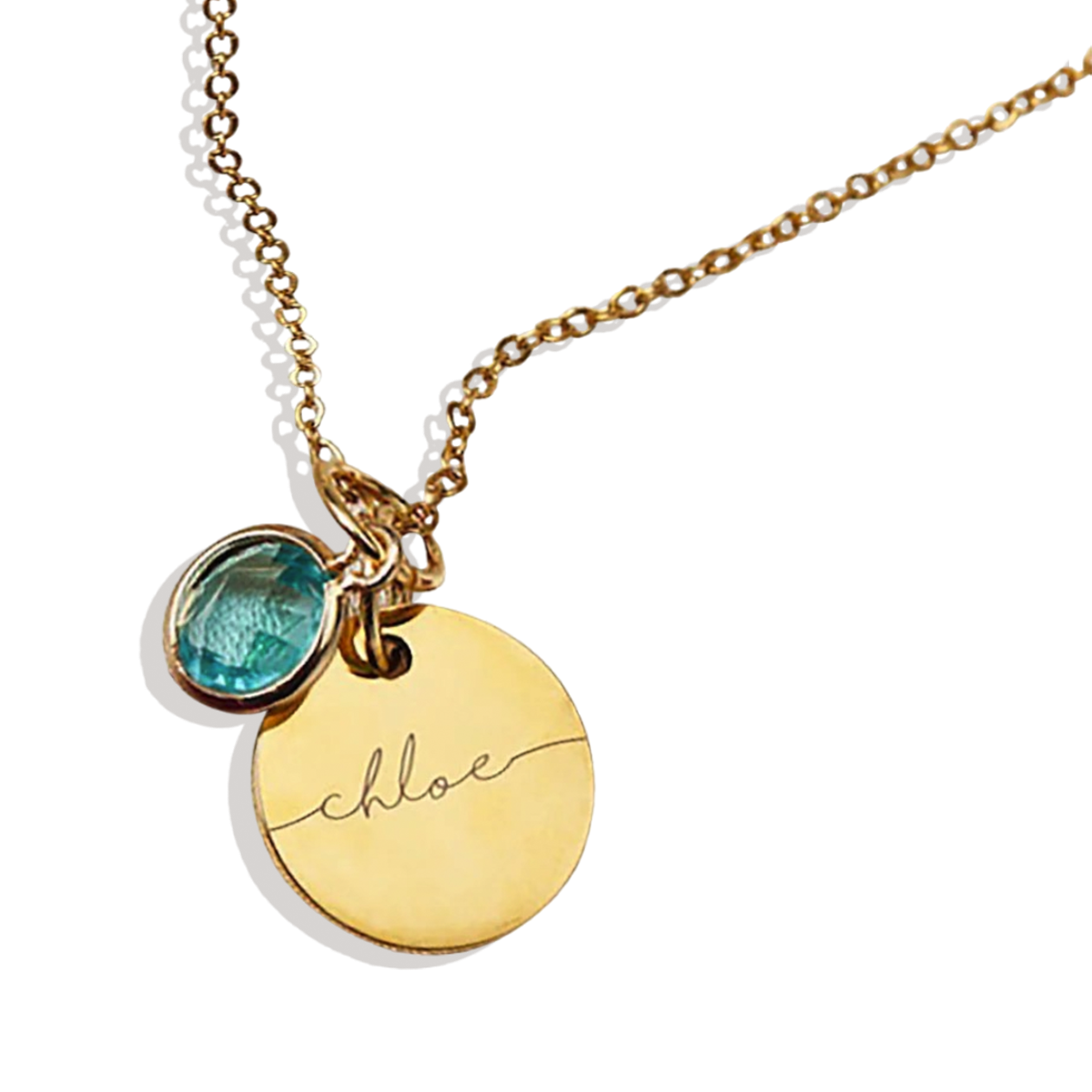Monogram Script Birthstone Name Necklace