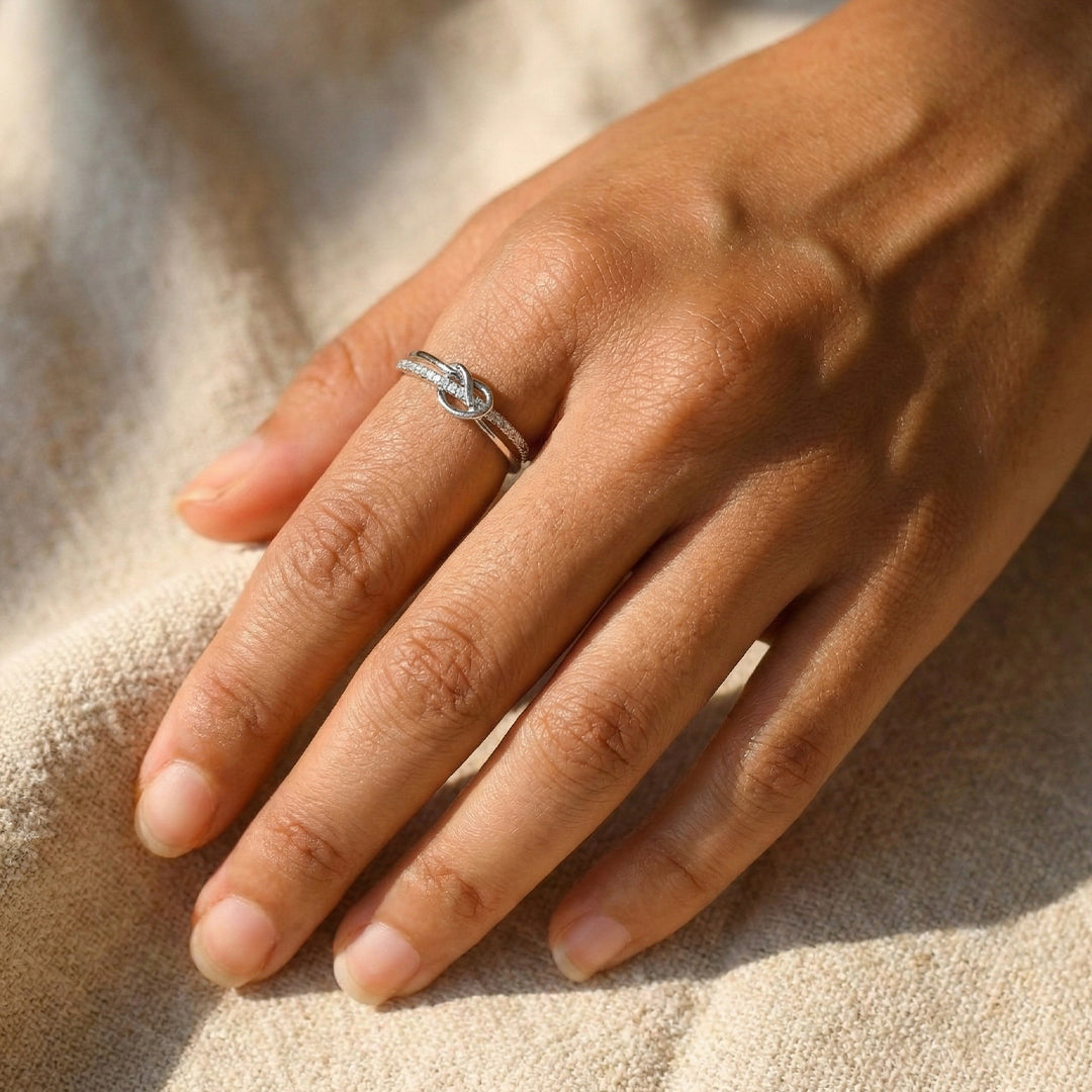 Mother & Daughter Bond Double Band Knot Ring