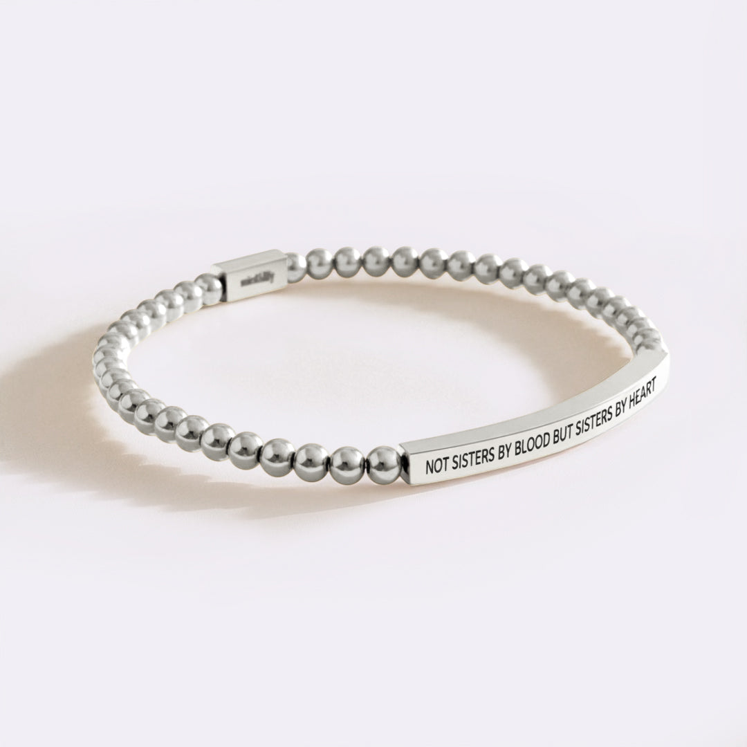 Not Sisters By Blood But Sisters By Heart Beaded Inspire Bracelet