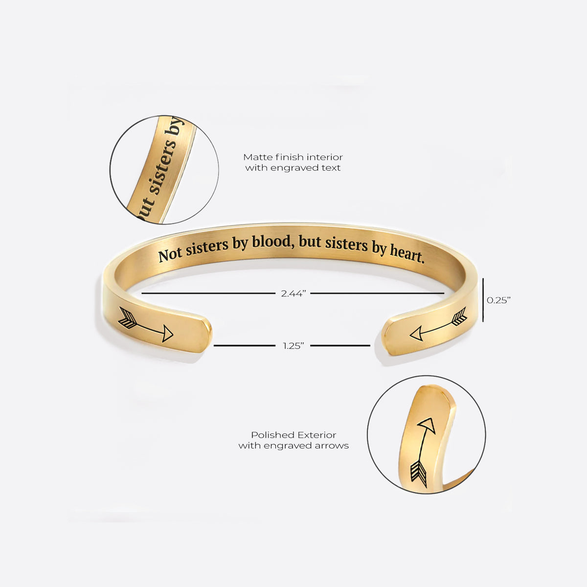 Not Sisters By Blood But Sisters By Heart Cuff Bracelet