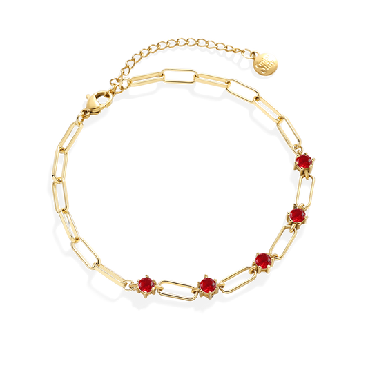 Paperclip Bracelet with Gemstone Accents