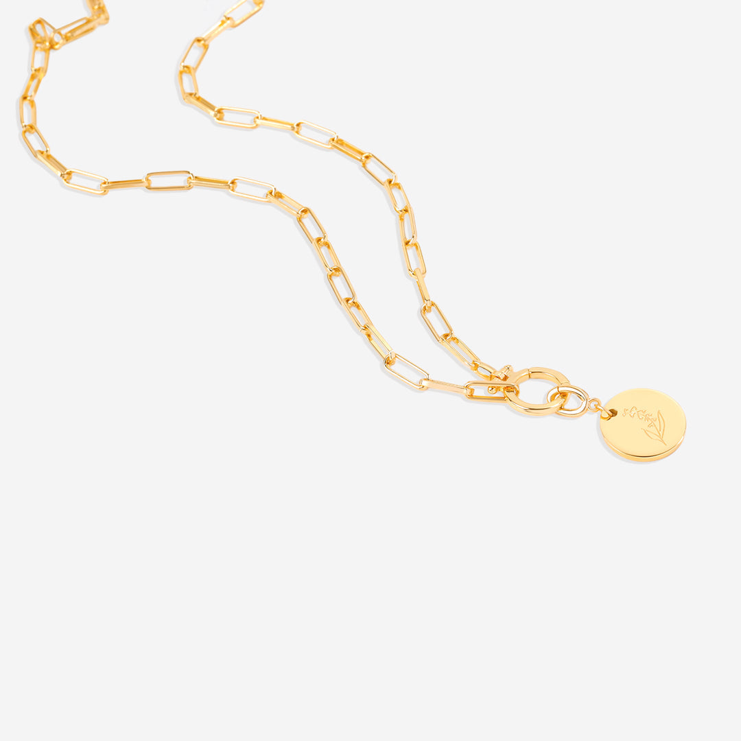 Engraved Birth Flower Disc Charm