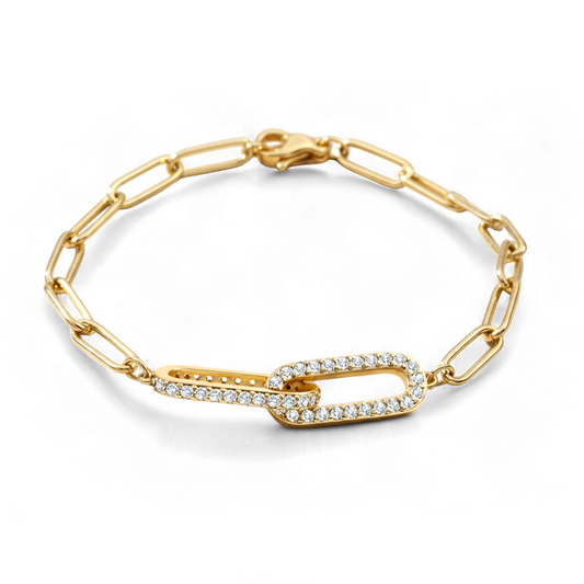 Pave Paperclip Chain Bracelet