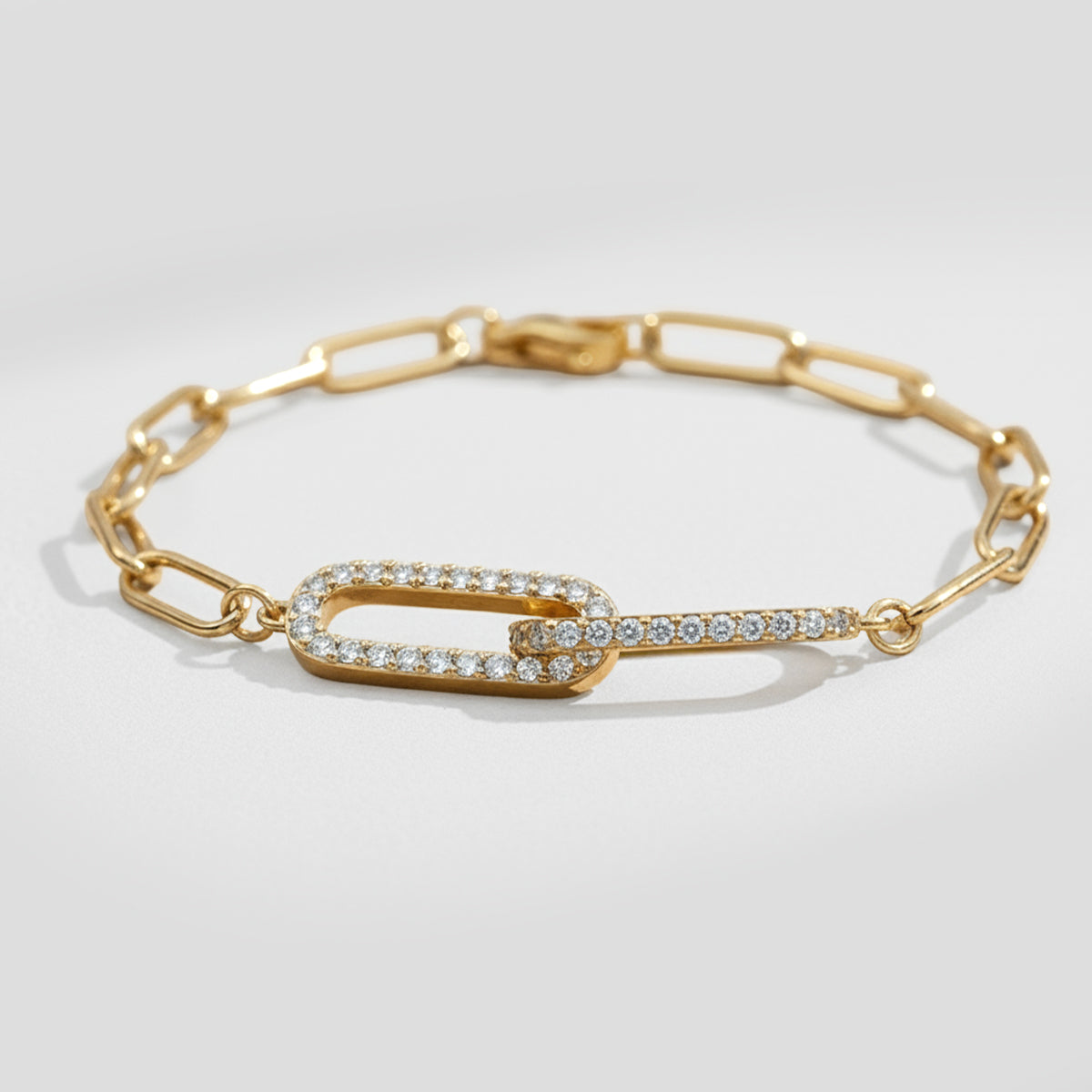 Pave Paperclip Chain Bracelet