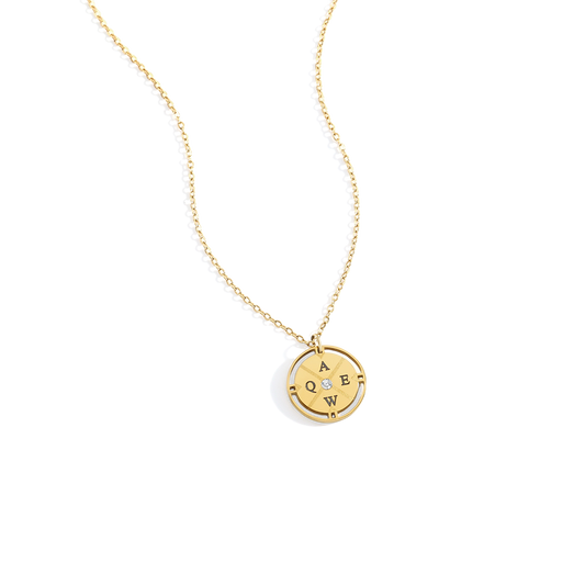 Personalized Mini Compass Pendant Necklace