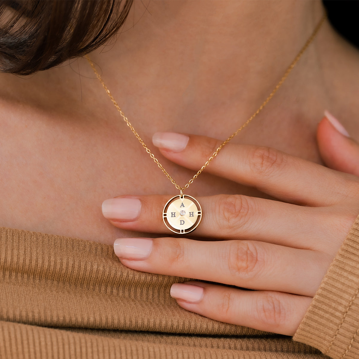Personalized Mini Compass Pendant Necklace
