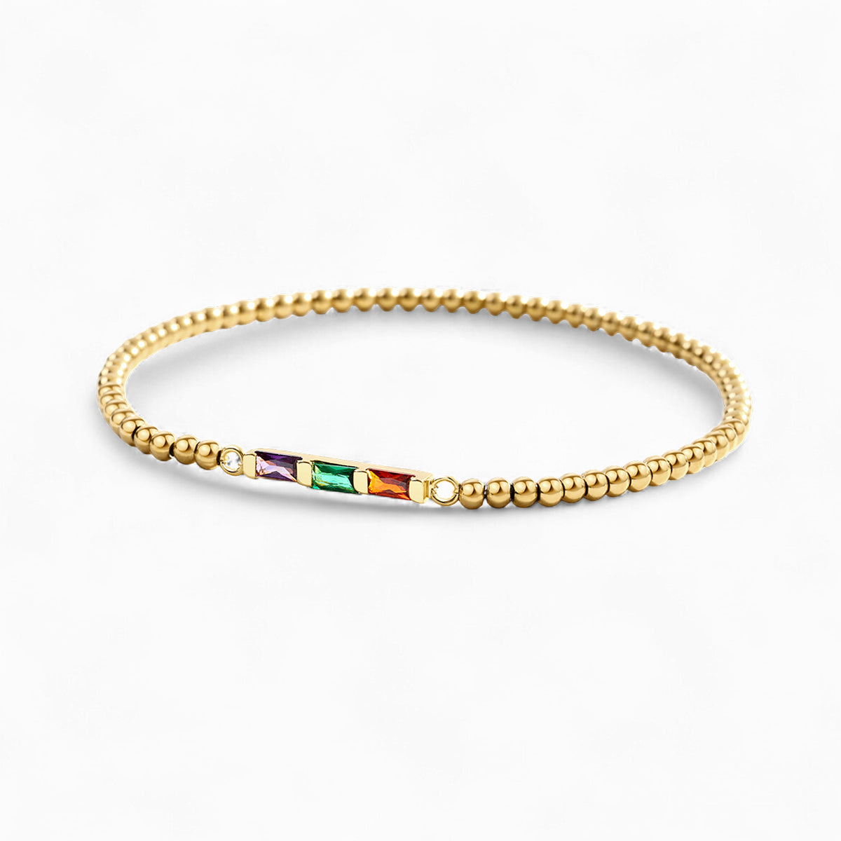 Personalized Baguette Birthstone Beaded Bracelet