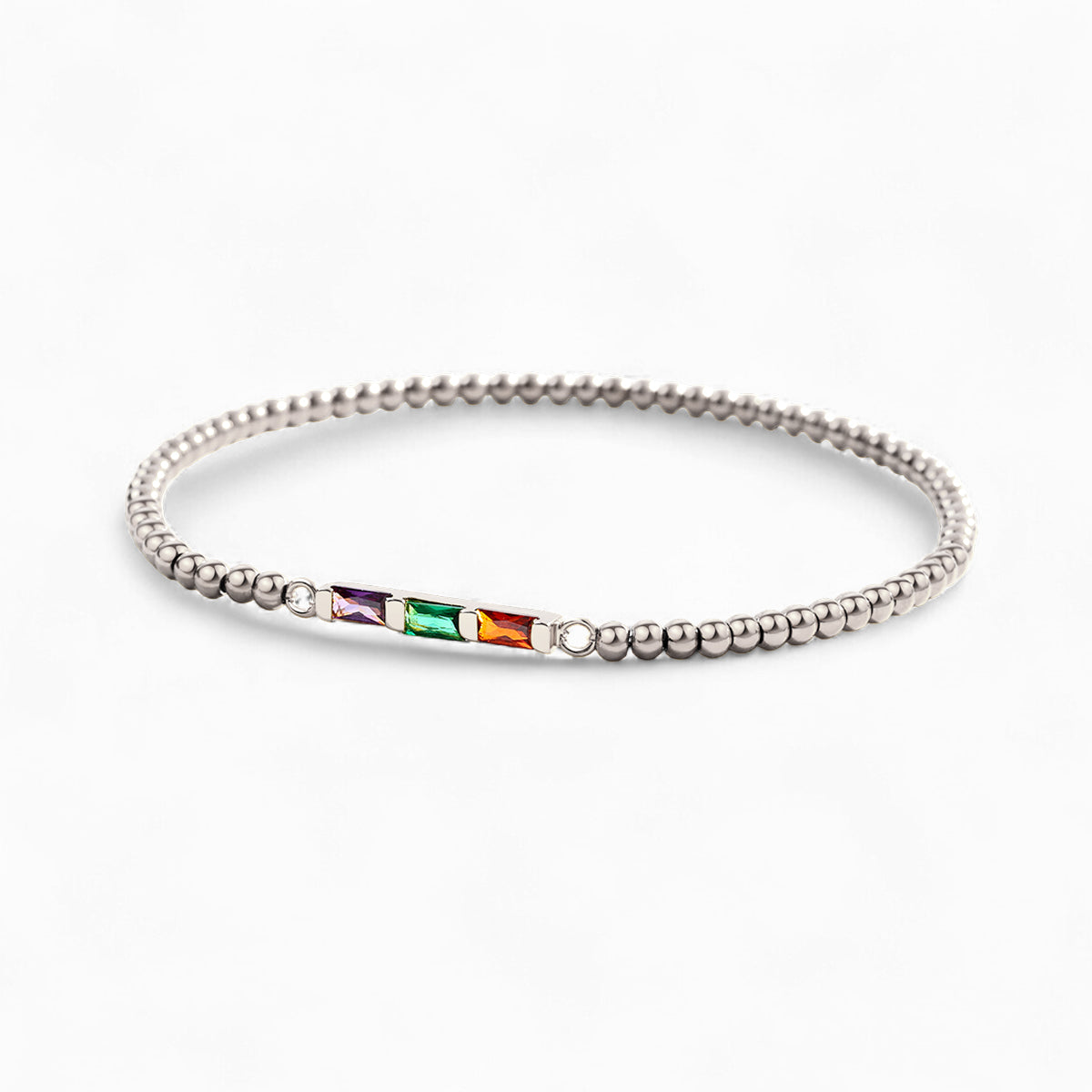 Personalized Baguette Birthstone Beaded Bracelet