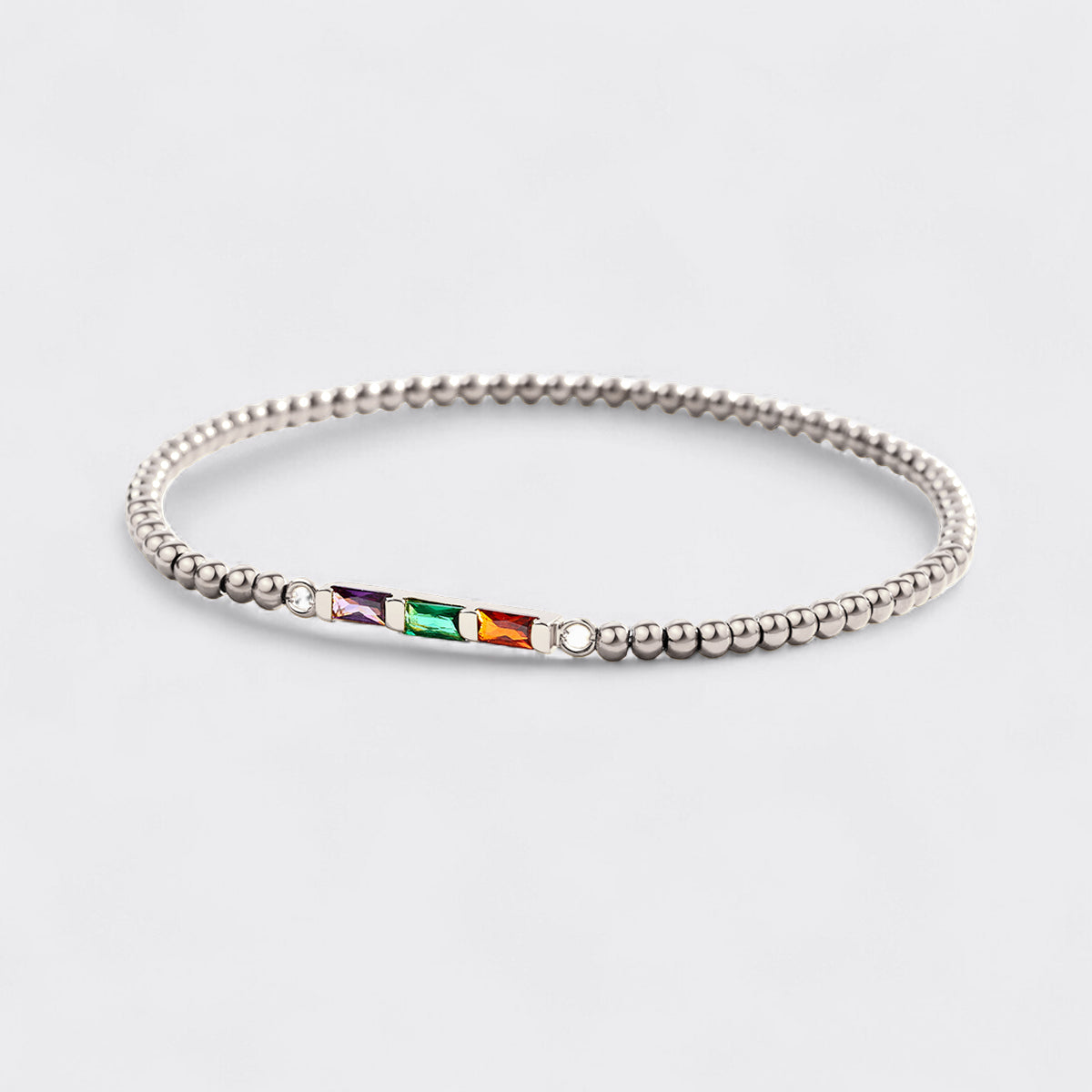 Personalized Baguette Birthstone Beaded Bracelet