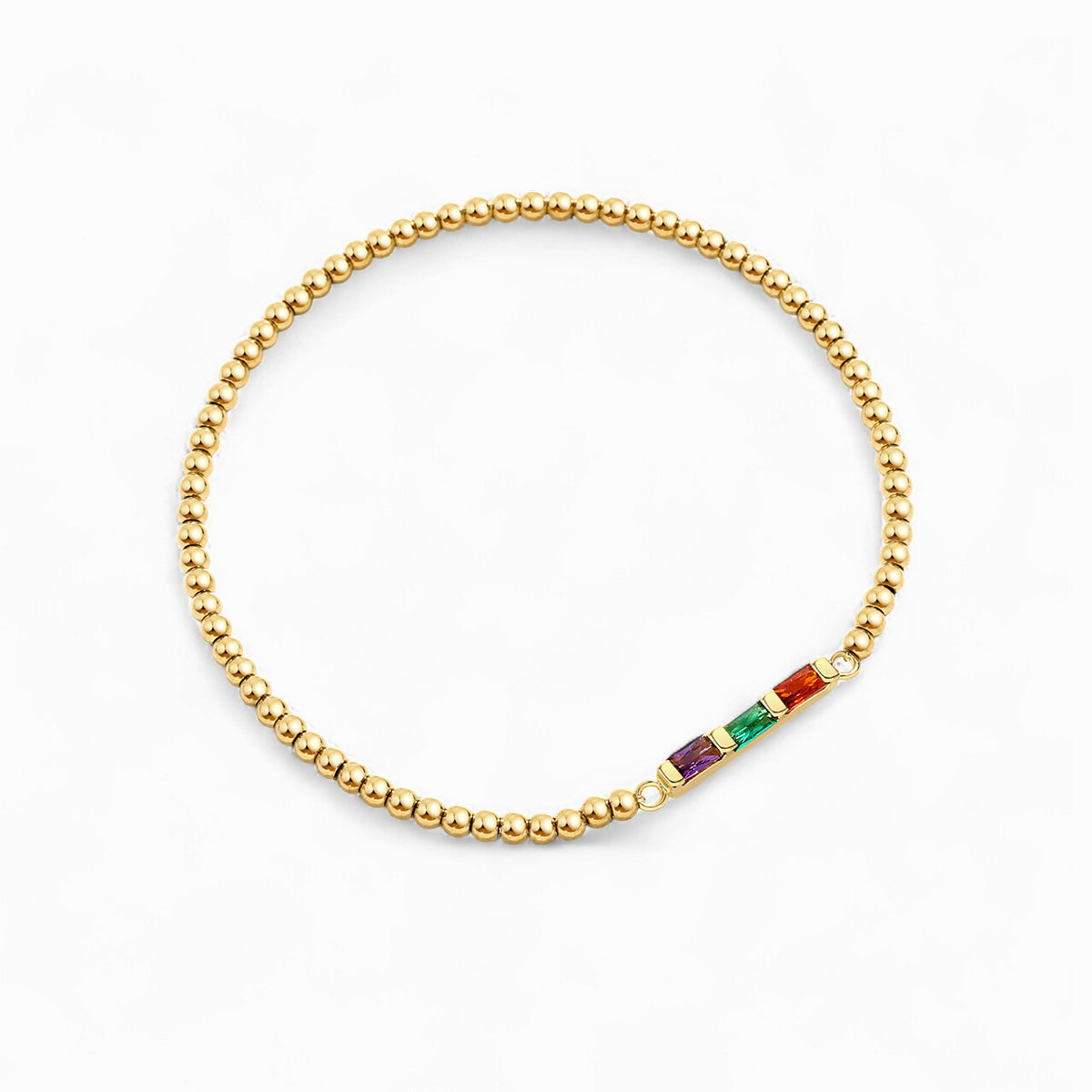 Personalized Baguette Birthstone Beaded Bracelet