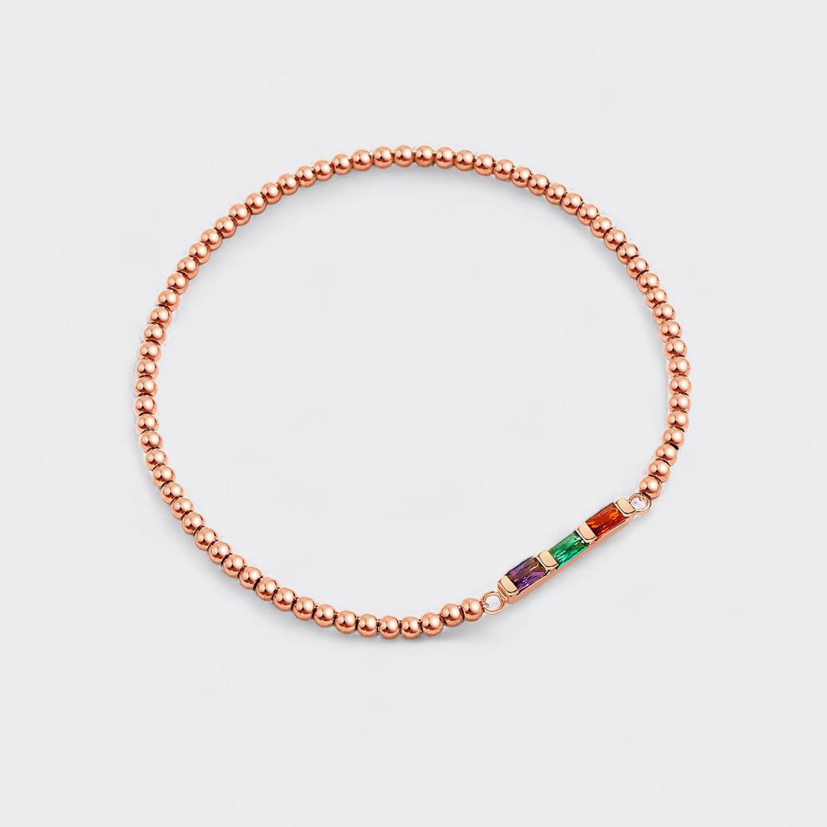 Personalized Baguette Birthstone Beaded Bracelet
