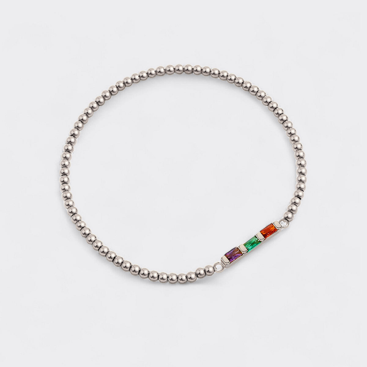 Personalized Baguette Birthstone Beaded Bracelet