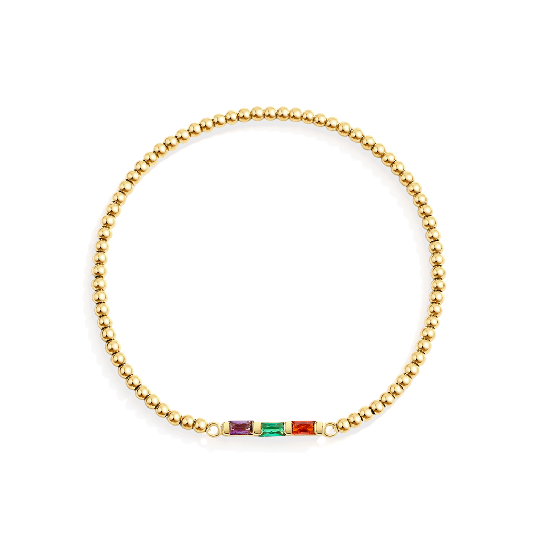 Personalized Baguette Birthstone Beaded Bracelet