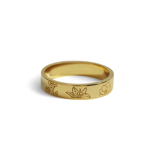 Personalized Stamped Flower Ring