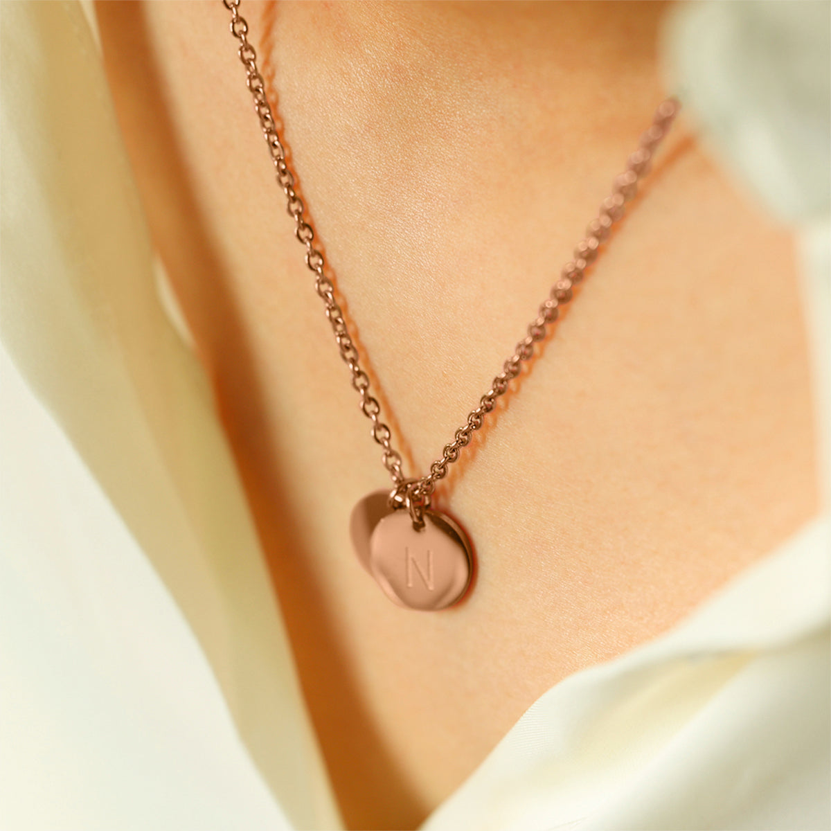 Dainty Disc Initial Necklace