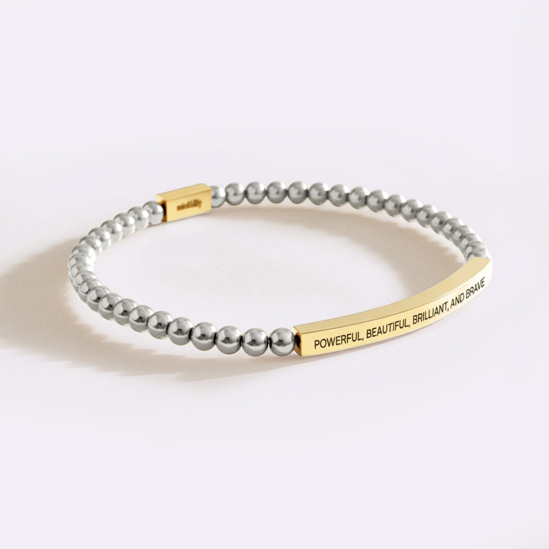 Powerful, Beautiful, Brilliant, and Brave Beaded Inspire Bracelet