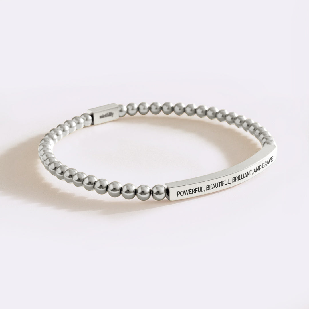 Powerful, Beautiful, Brilliant, and Brave Beaded Inspire Bracelet
