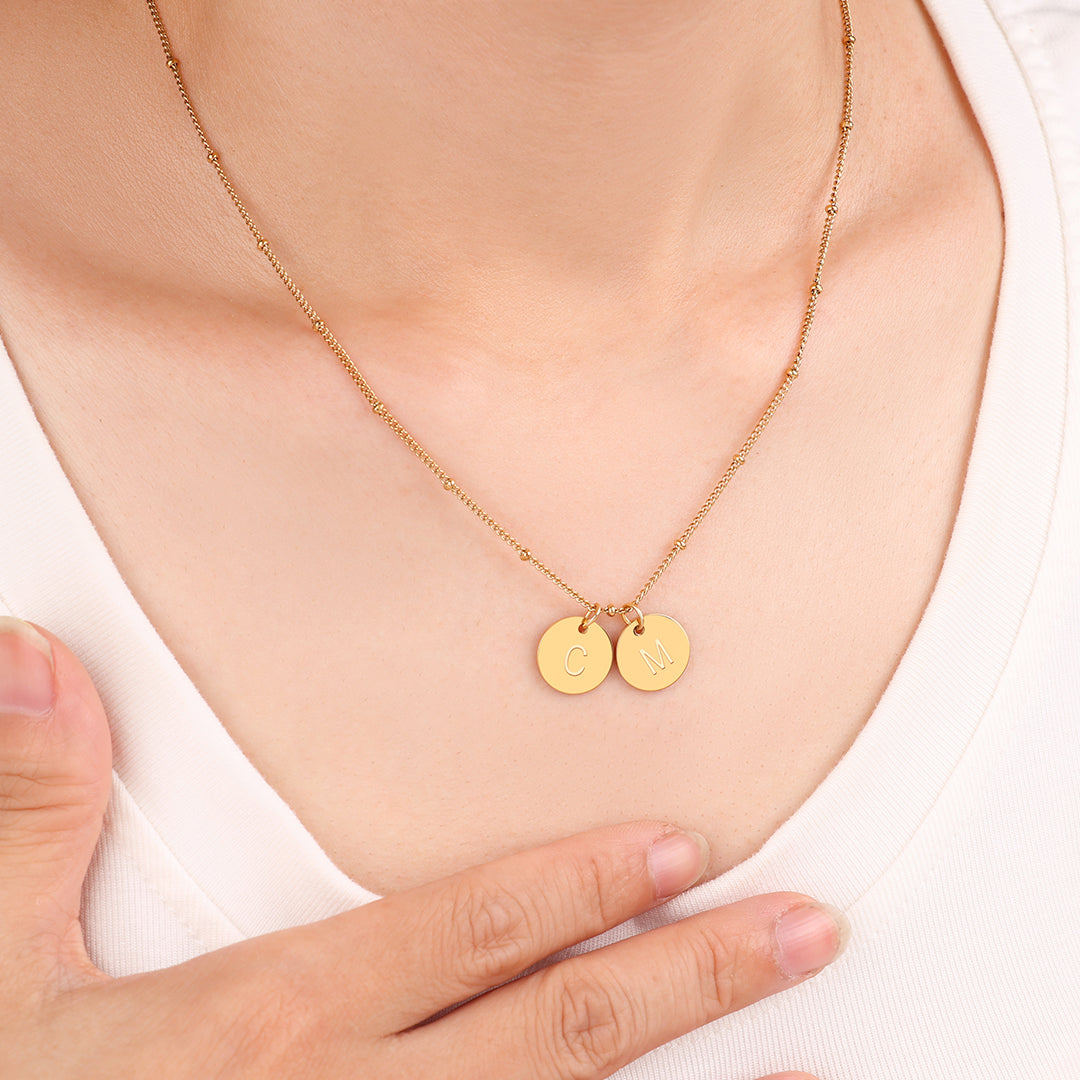Dainty Disc Initial Necklace