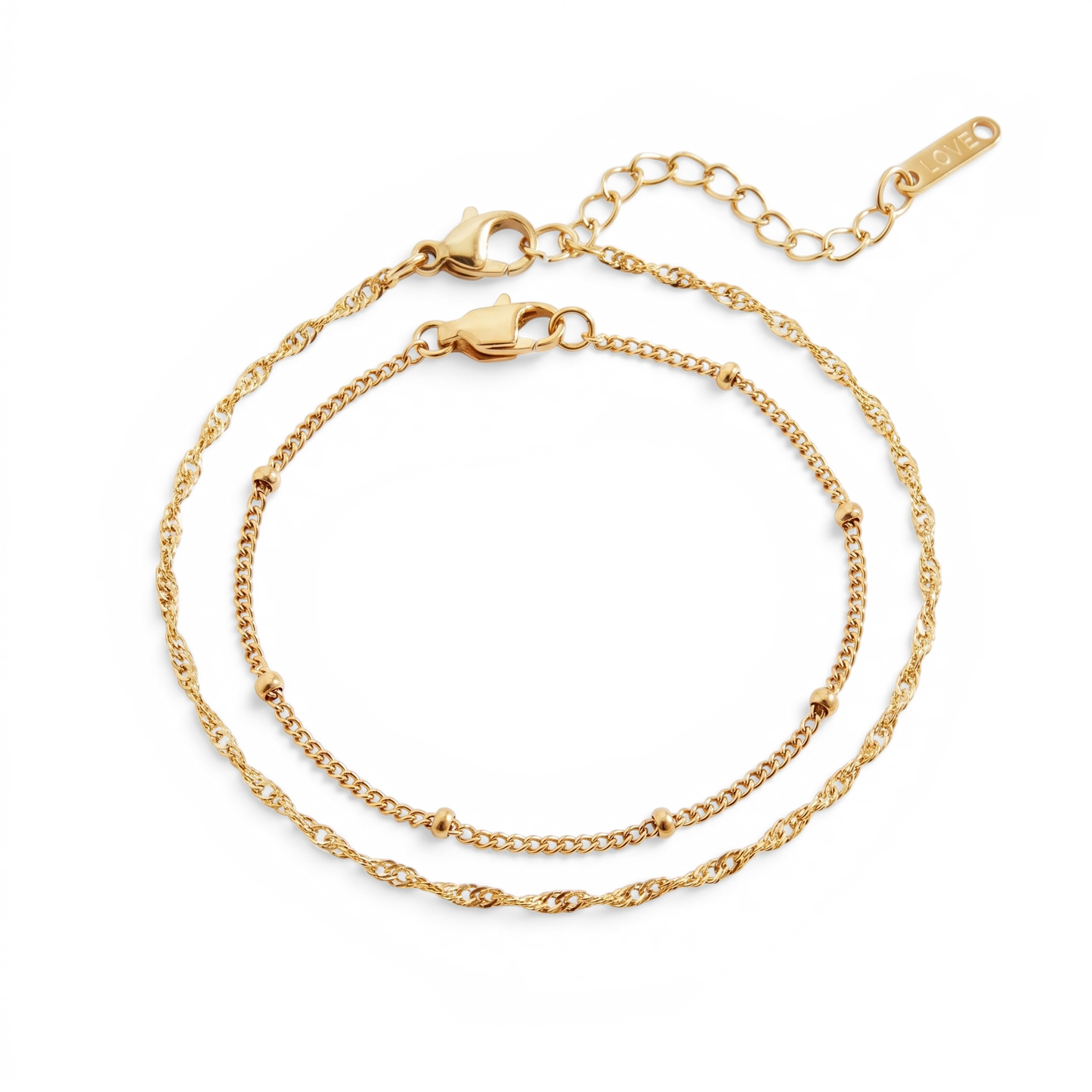 Singapore Twist and Satellite Chain Bracelet Bundle