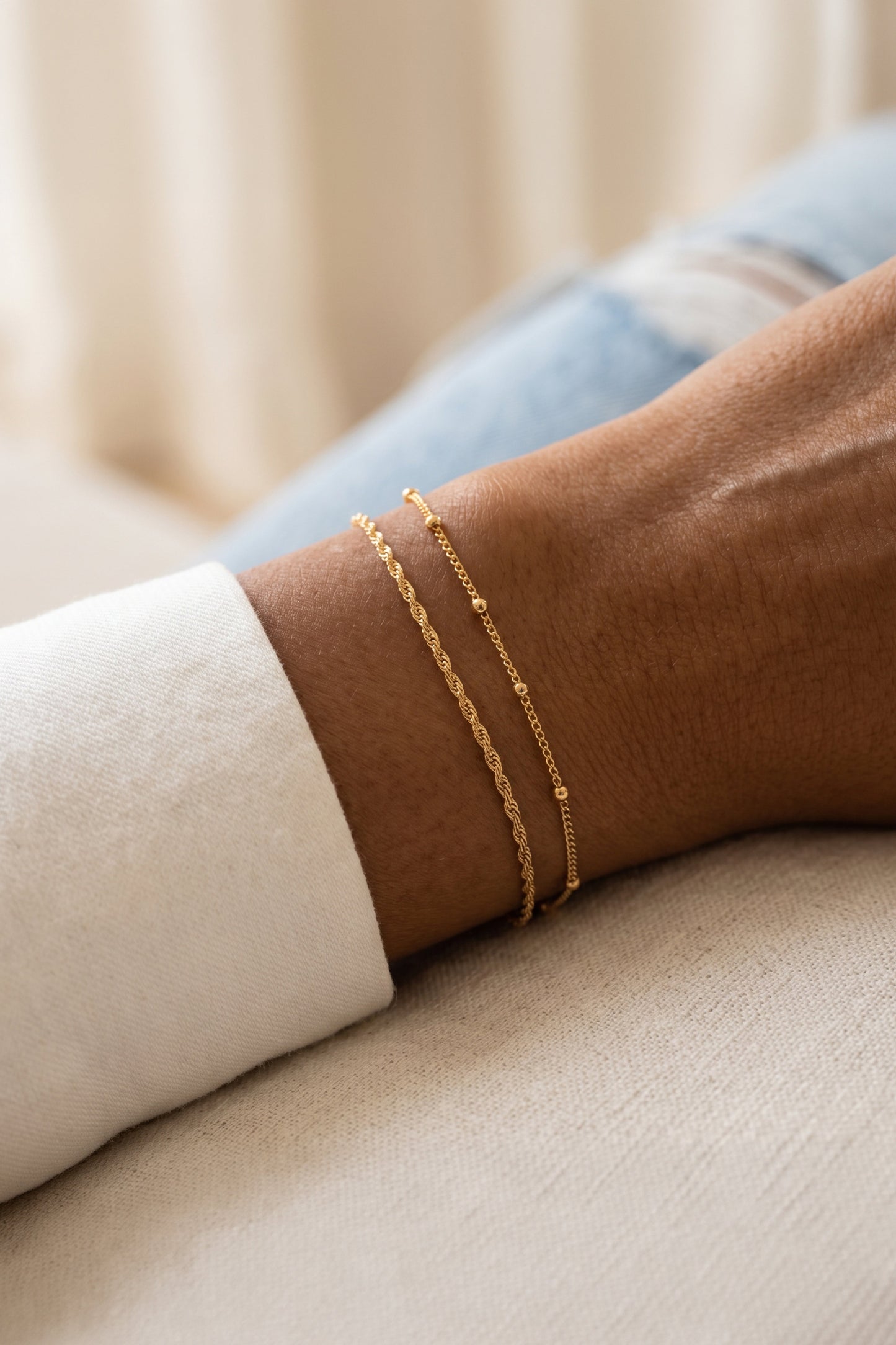 Singapore Twist and Satellite Chain Bracelet Bundle