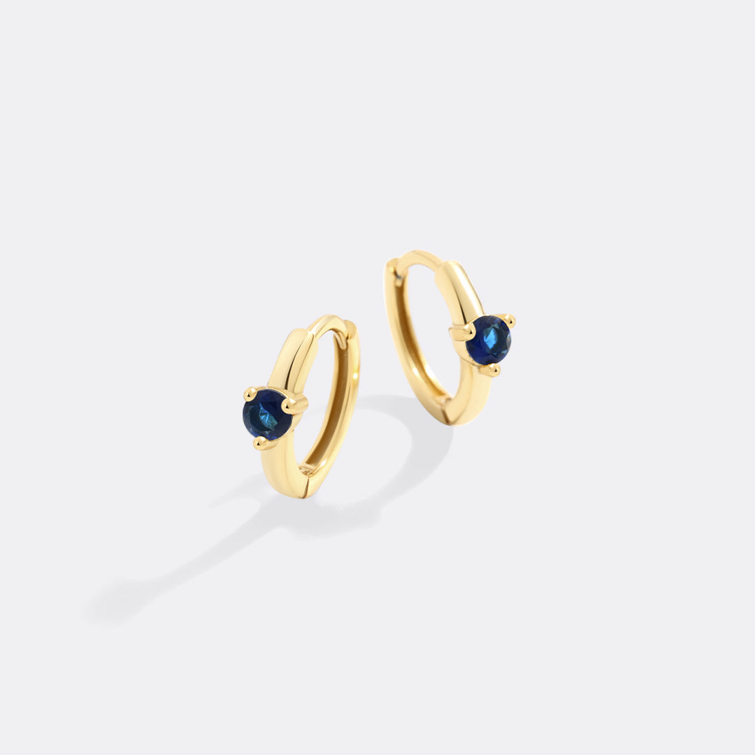 Solitaire Birthstone Huggie Hoop Earrings