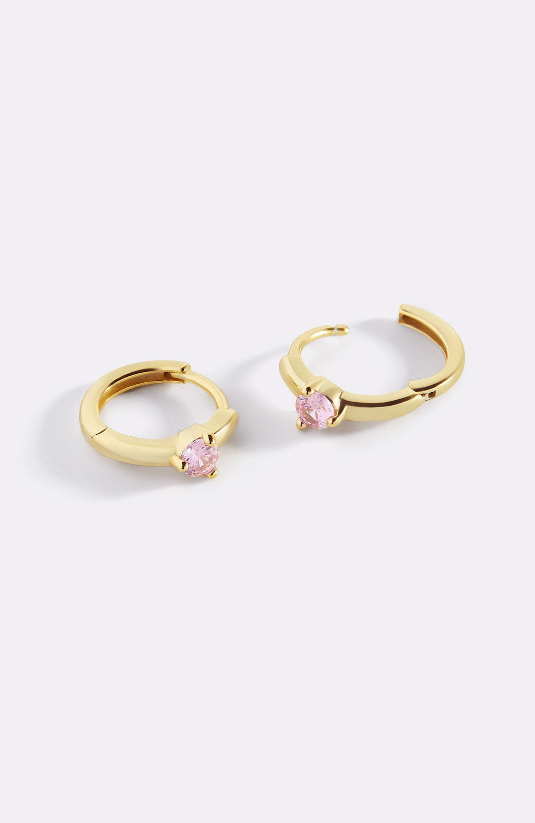Solitaire Birthstone Huggie Hoop Earrings
