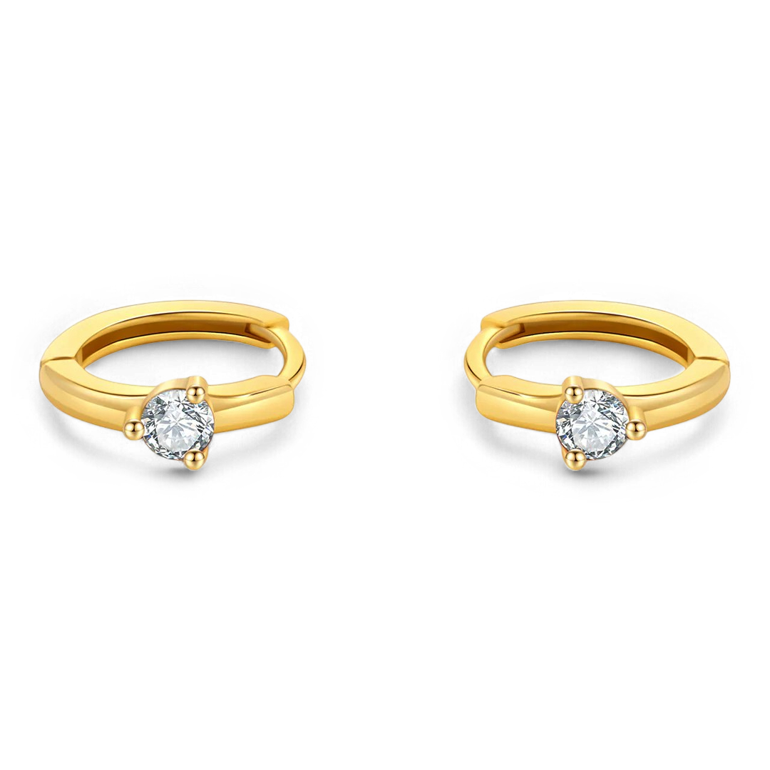 Solitaire Birthstone Huggie Hoop Earrings