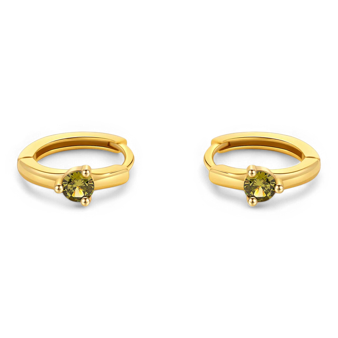 Solitaire Birthstone Huggie Hoop Earrings