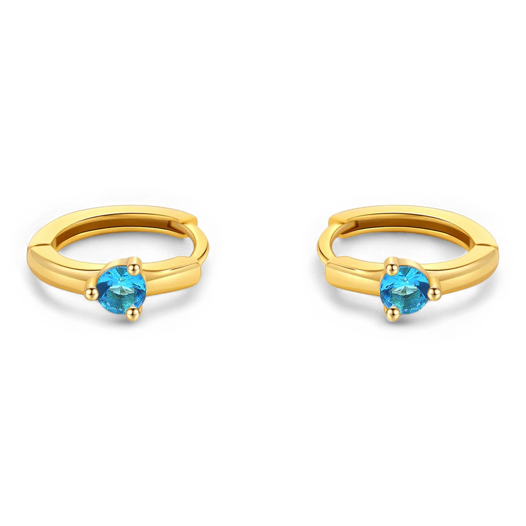 Solitaire Birthstone Huggie Hoop Earrings