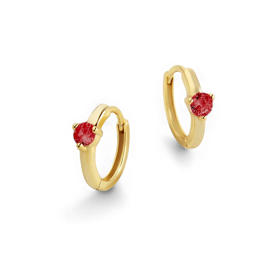 Solitaire Birthstone Huggie Hoop Earrings
