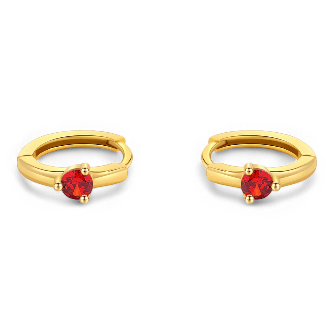 Solitaire Birthstone Huggie Hoop Earrings