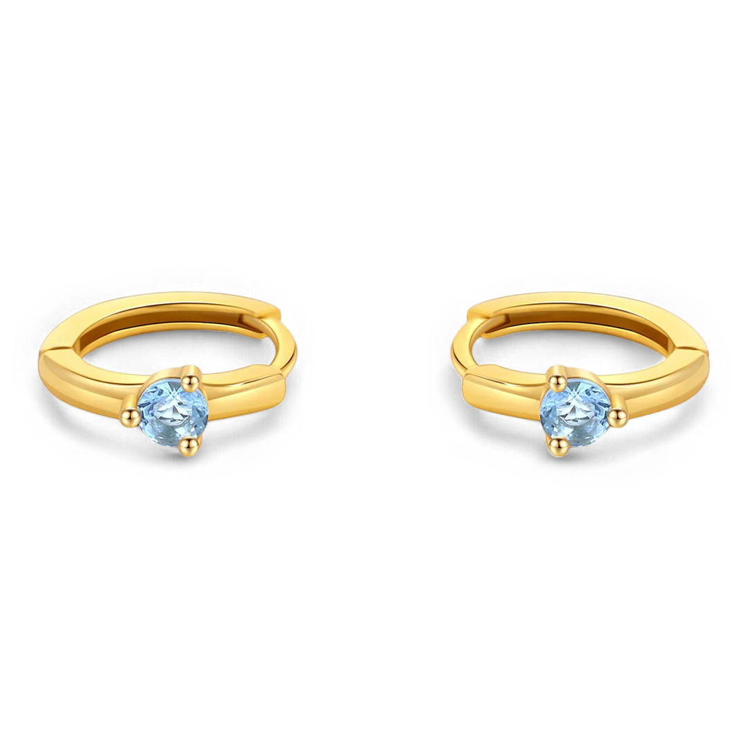 Solitaire Birthstone Huggie Hoop Earrings