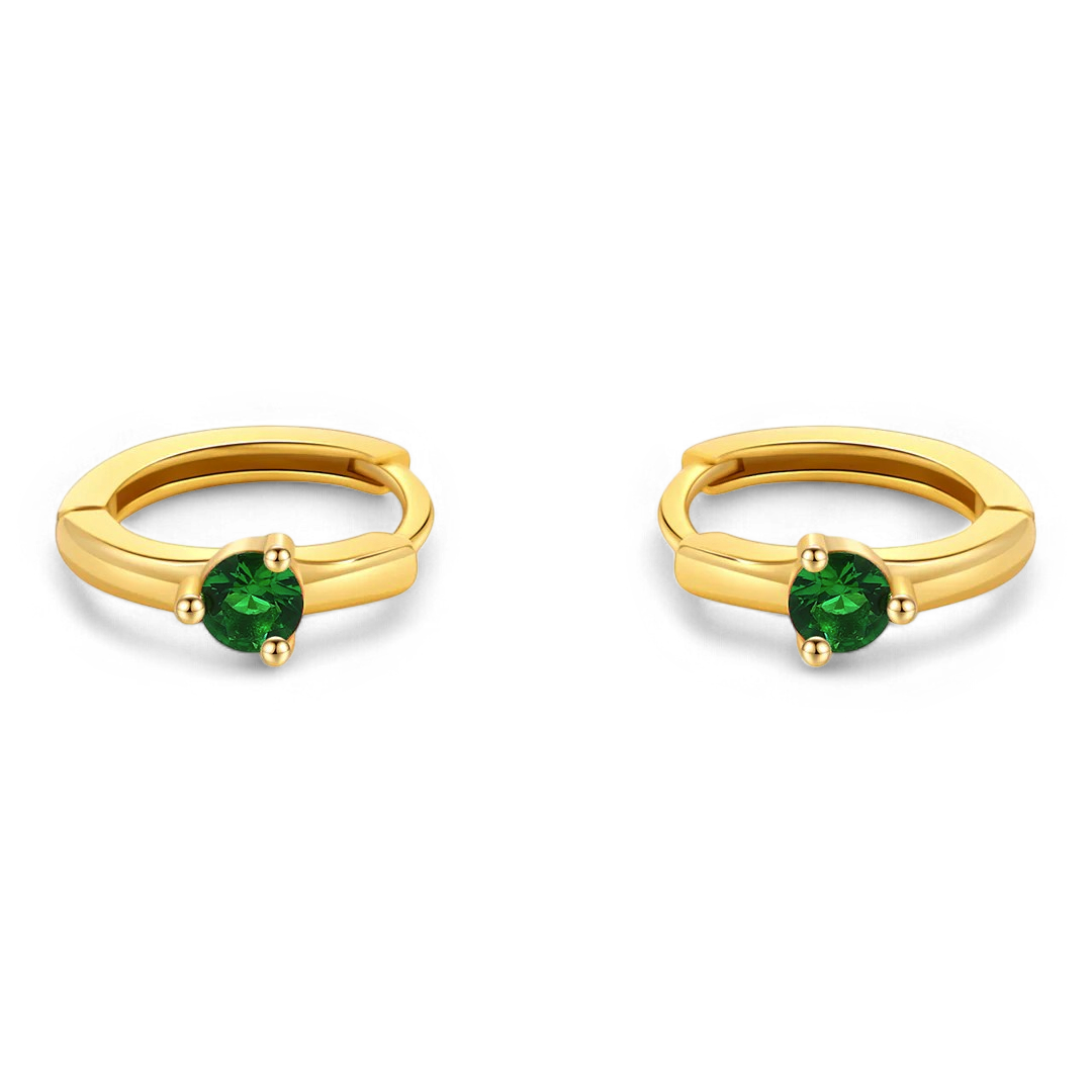 Solitaire Birthstone Huggie Hoop Earrings