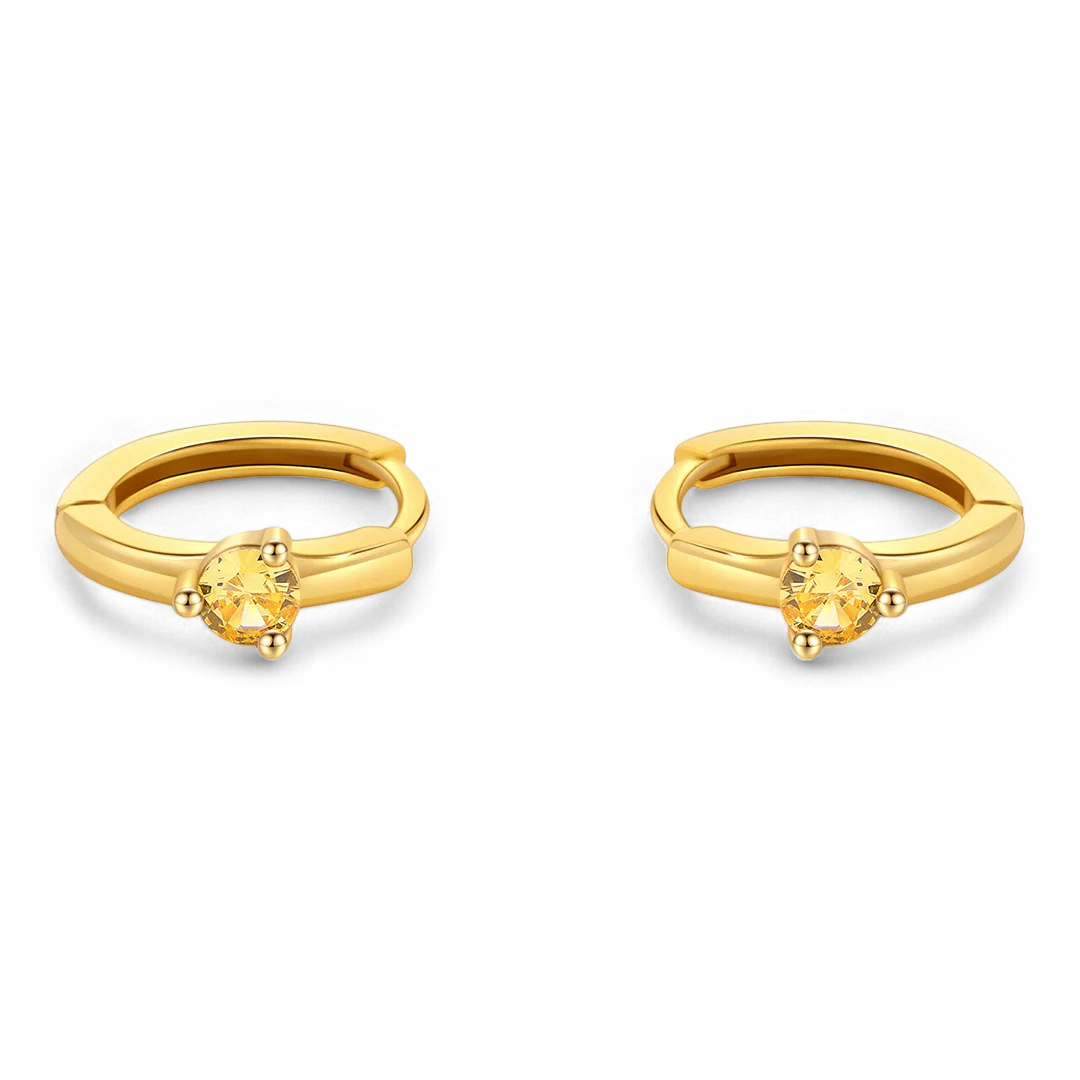 Solitaire Birthstone Huggie Hoop Earrings