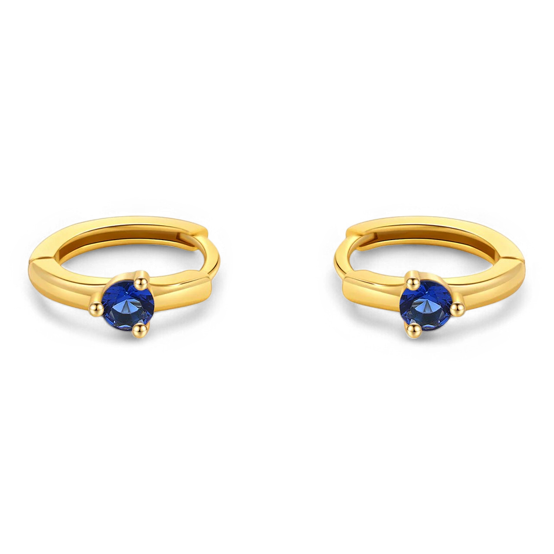 Solitaire Birthstone Huggie Hoop Earrings