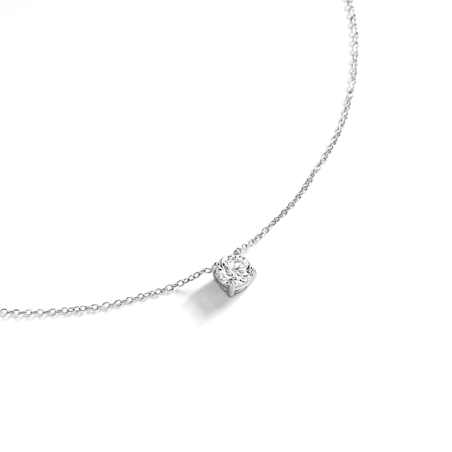 Dainty Solitaire Pendant Necklace