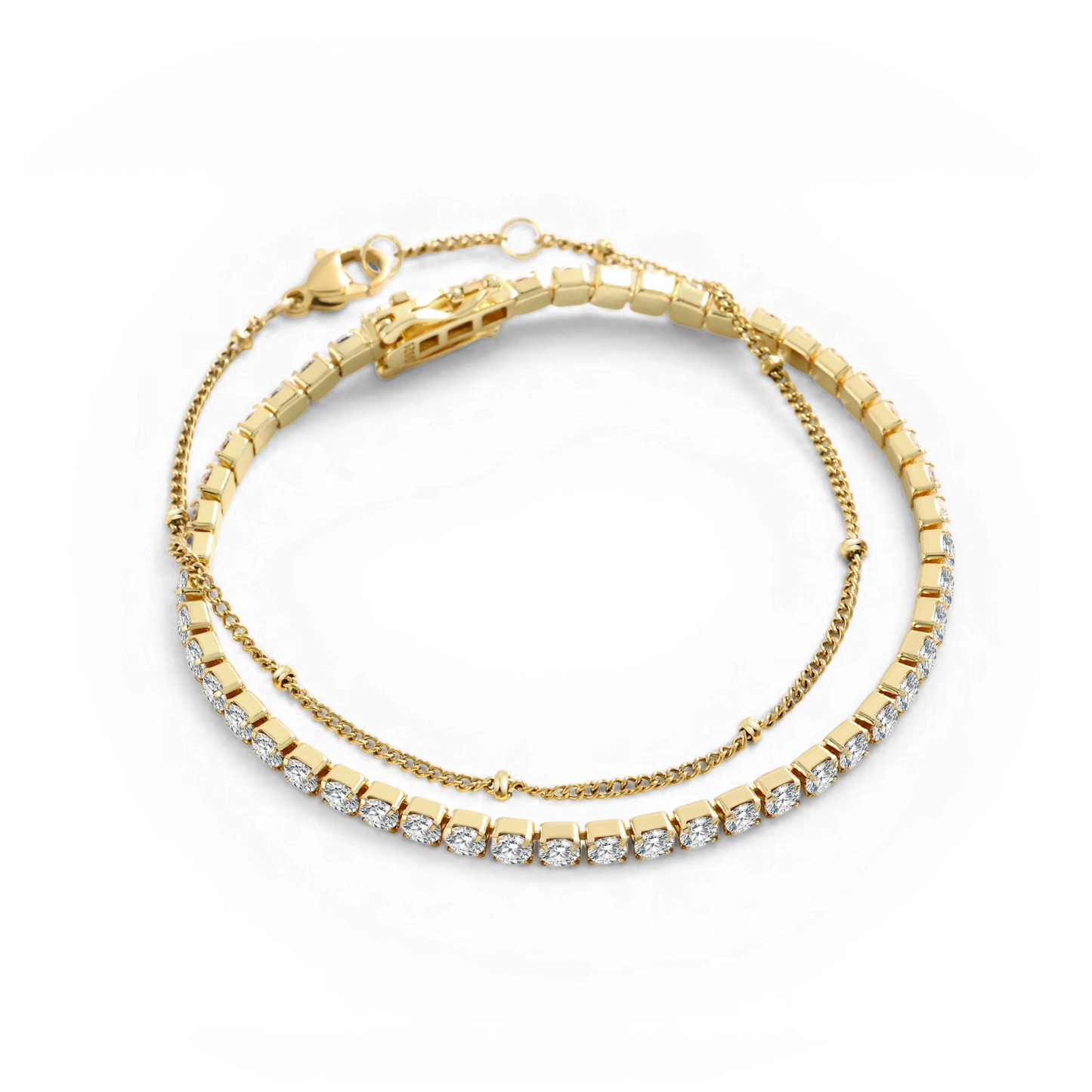 Tennis Bracelet and Satellite Chain Bracelet Bundle