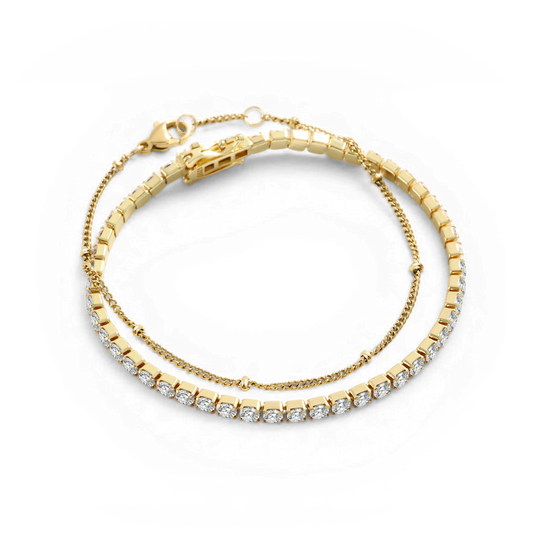 Tennis Bracelet and Satellite Chain Bracelet Bundle