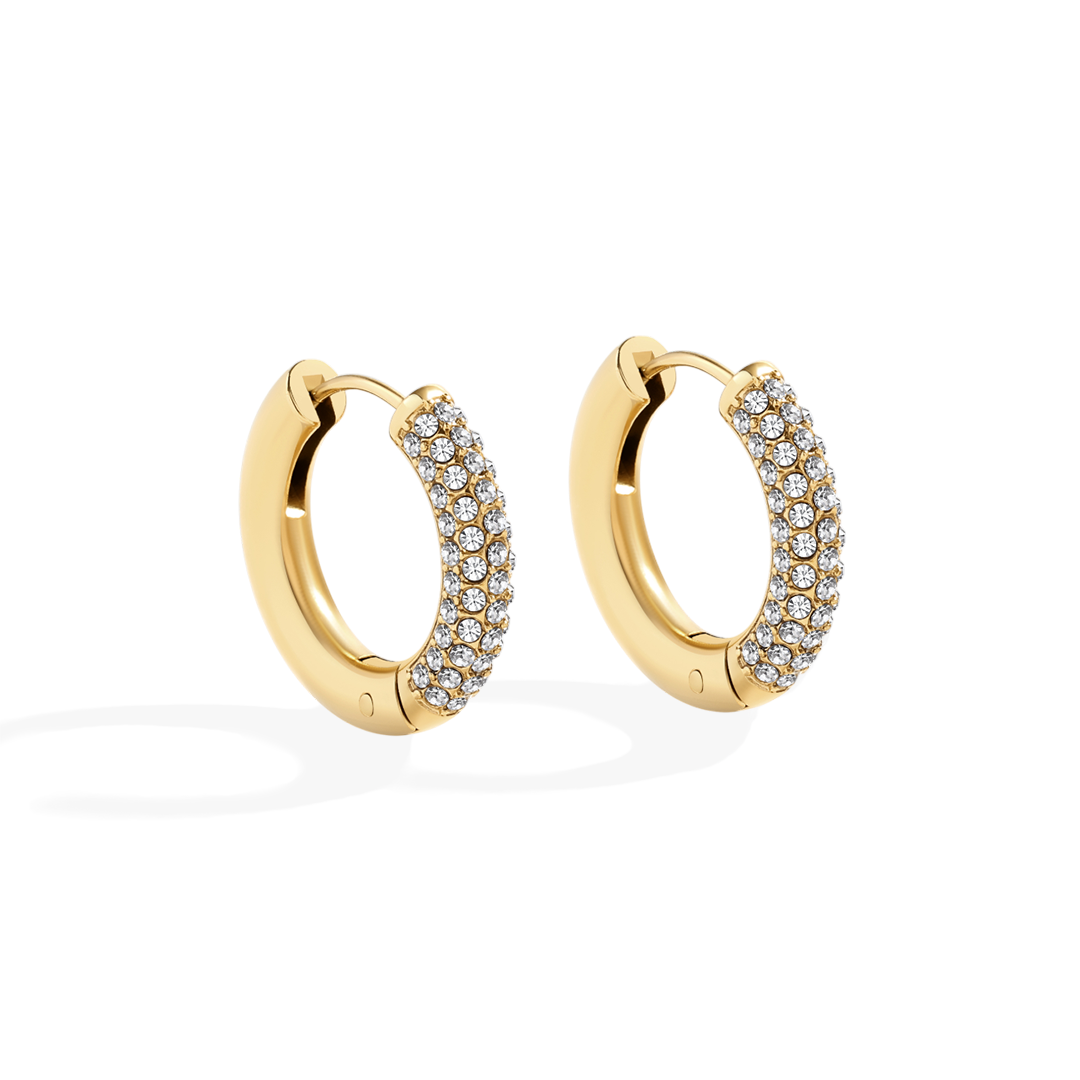 The Pavé Huggie Hoop Earrings
