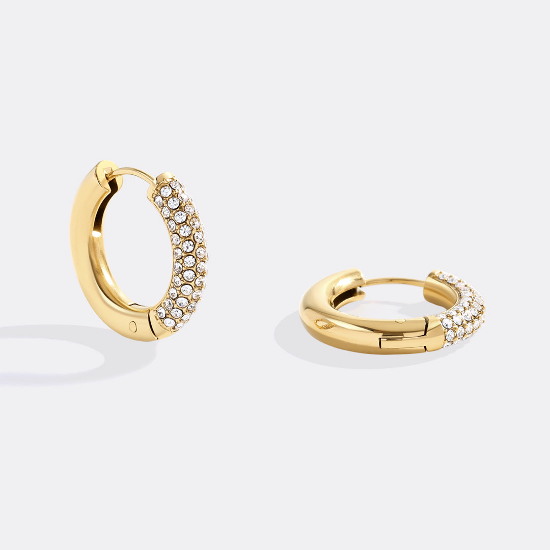 The Pavé Huggie Hoop Earrings