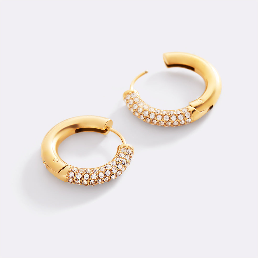 The Pavé Huggie Hoop Earrings