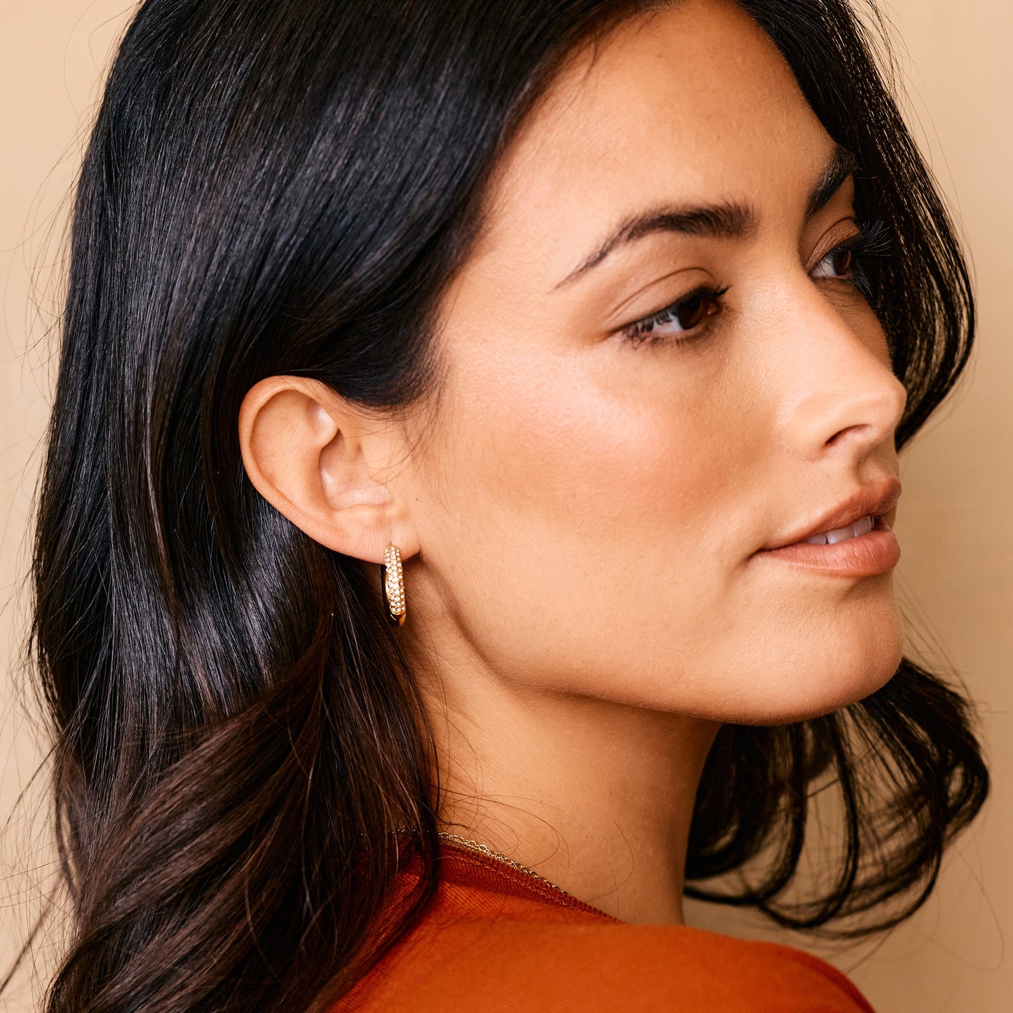 The Pavé Huggie Hoop Earrings